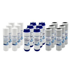 3-Year Supply (18 pcs) for 3 Stage Whole House Filtration Systems. Replacement Set of 3 filters: Sediment, GAC, CTO Carbon Block (Standard Set, $16.90 per set)