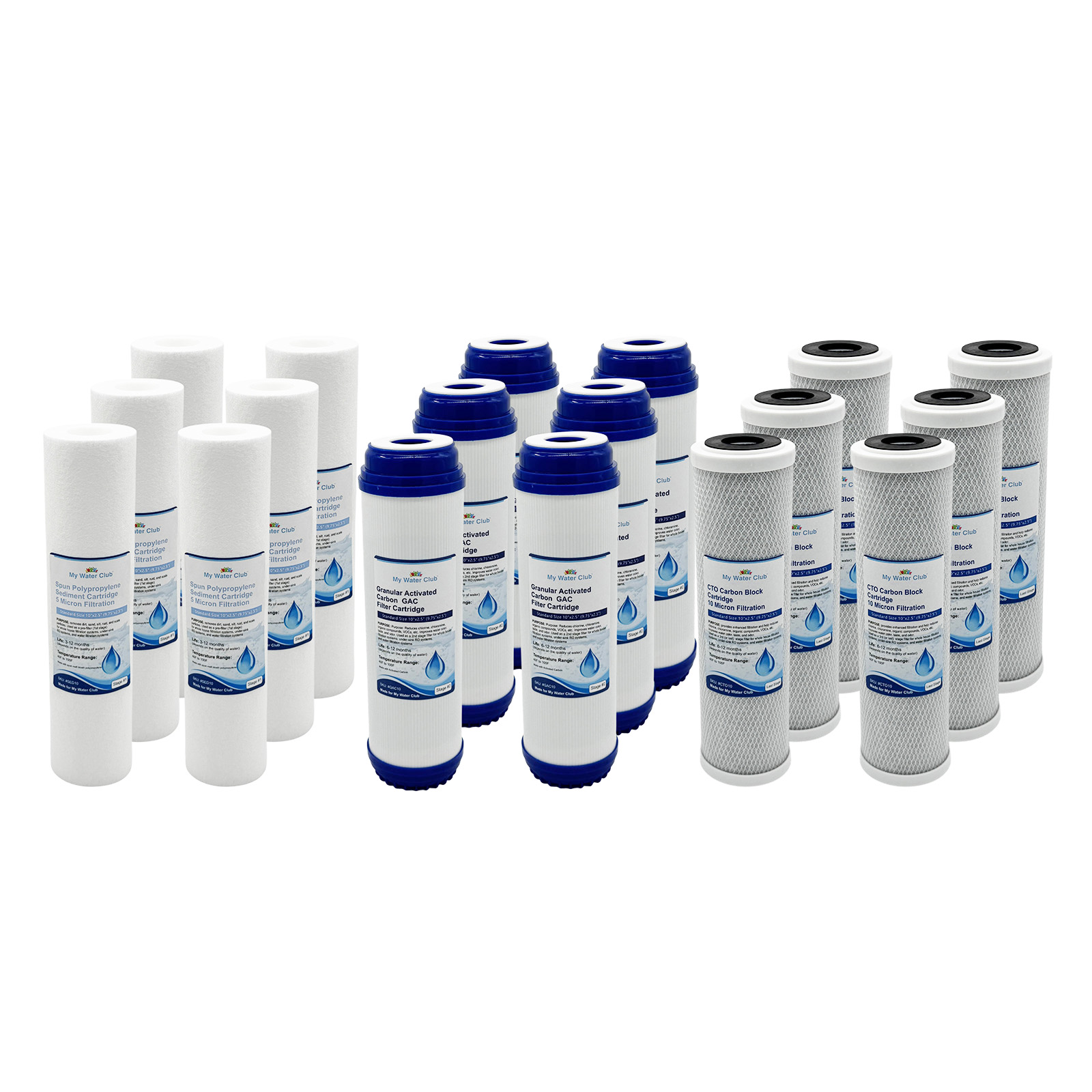 3-Year Supply (18 pcs) for 3 Stage Whole House Filtration Systems. Replacement Set of 3 filters: Sediment, GAC, CTO Carbon Block (Standard Set, $16.90 per set)