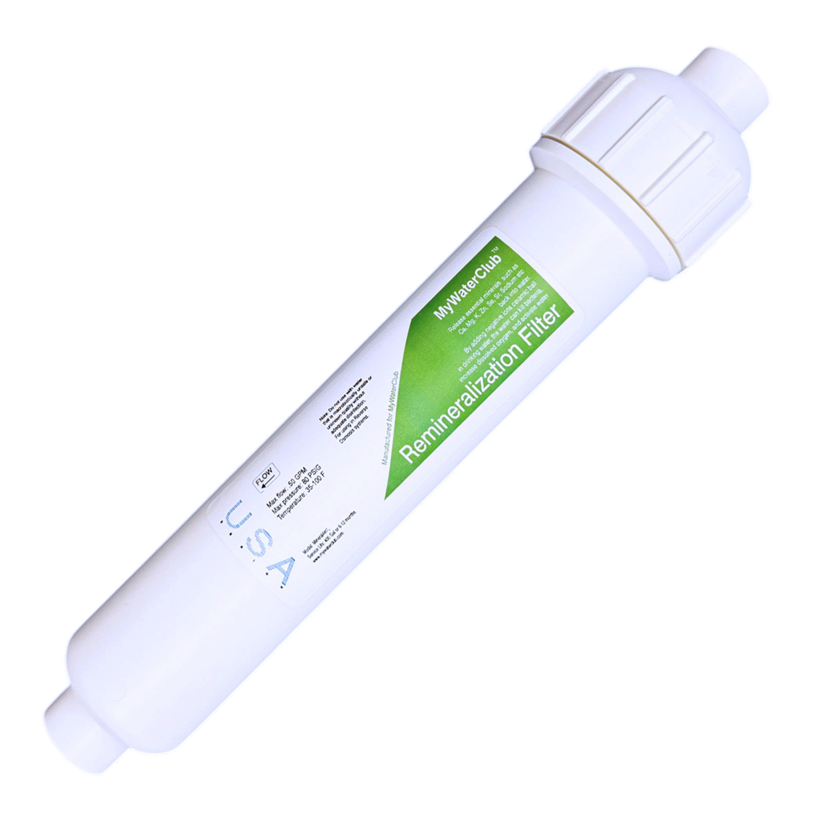 Inline 4-in-1 Remineralization Filter — Adds Minerals & Raises pH, 10″ × 2″, 1/4″ & 3/8″