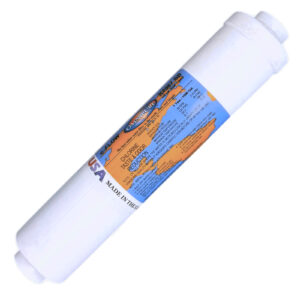 Inline Omnipure GAC T33 + KDF-55 Filter — NSF, USA-Made, 10″ × 2″, 1/4″ & 3/8″