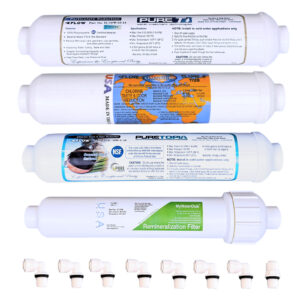 Annual 4-filter replacement set (no membrane) with the 4-in-1 remineralization stage for the 5-Stage MyWaterClub countertop RO system. Or add the pre-assembled option with a fresh RO membrane
