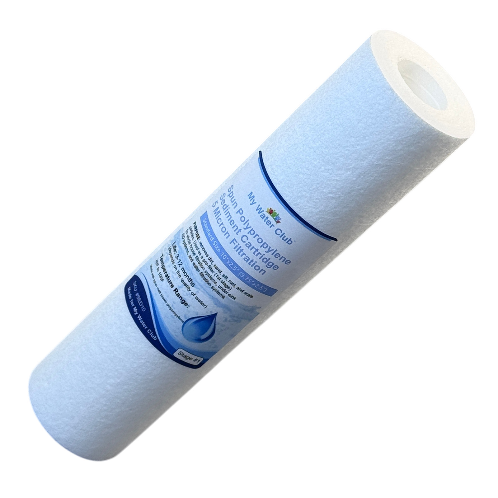 5 Micron High Quality Sediment Filter Cartridge. Removes dirt, silt, sand, rust and scale particles, 10″ x 2.5″ (9 7/8" x 2.5")