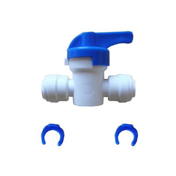 Universal Reverse Osmosis RO Straight Ball Valve, 1/4″ tubing x 1/4″ tubing
