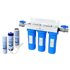 3-Stage Whole House Water Filtration System, 3/4″ Port with 2 valves and 2 Sets (1 Installed + 1 Spare)