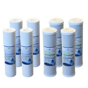 1-Year Supply (8 pcs) for 2 Stage (Dual) Whole House Filtration Systems. Replacement Set of 2 filters: Sediment, Premium Activated Carbon Block (Premium Set, $9.75 per set)