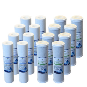 2-Year Supply (16 pcs) for 2 Stage (Dual) Whole House Filtration Systems. Replacement Set of 2 filters: Sediment, Premium Activated Carbon Block (Premium Set, $8.60 per set)
