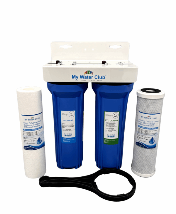 2-Stage (Dual Stage) Whole House Water Filtration System, 3/4" Inlet/Outlet, with an Extra Set of Replacement cartridges