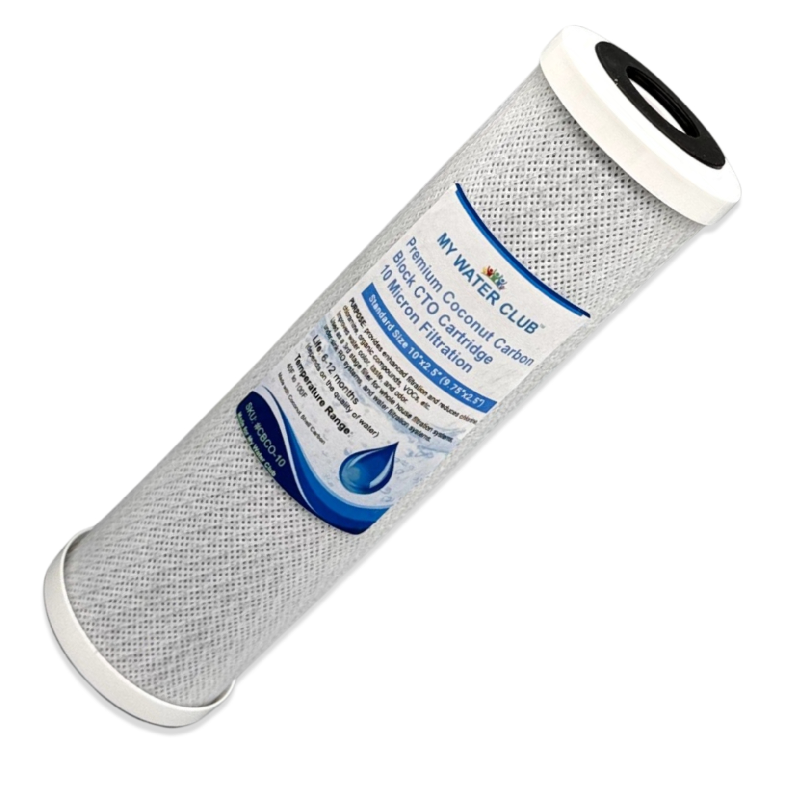 Premium Coconut Carbon Block Filter Cartridge 10" x 2.5", 10 Micron (9 7/8" x 2.5")