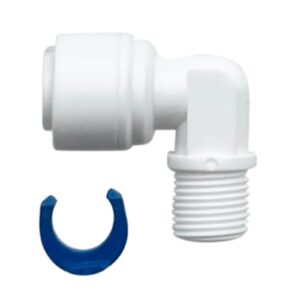 1/8″ Thread × 1/4″ OD Quick-Connect Elbow Fitting – Connects Standard RO Membrane Housing to 1/4″ OD Tubing