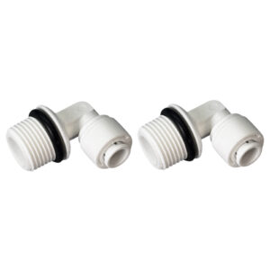 3/8″ MNPT × 1/4″ QC Elbow — Thread to 1/4″ Tubing (90°, 2-Pack)