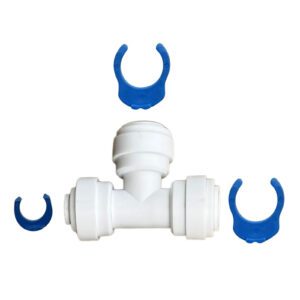 RO Quick Connect Tee Fitting – 1/4″ OD x 3/8″ OD x 3/8″ OD Tubing