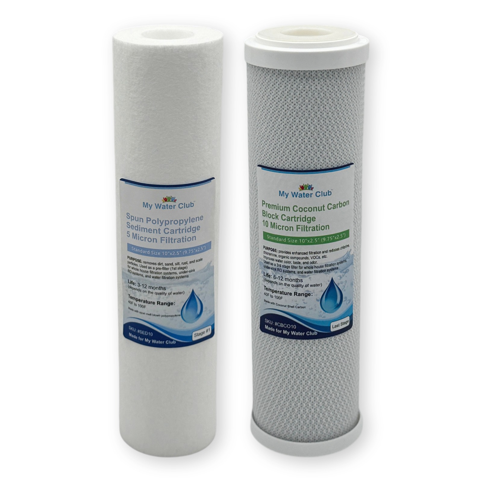 MyWaterClub 2-Stage Whole House Water Filtration System — 3/4″ Ports, Clear Housing, 2 Filter Sets (1 Installed + 1 Spare) - Image 2