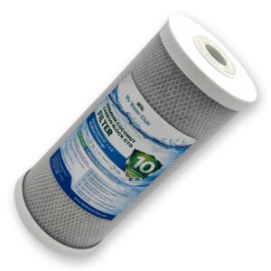 Premium Coconut Carbon Block CTO Water Filter Cartridge Big Blue. Reduces chlorine, bad taste and odor, 10 Micron, 10″ x 4.5″