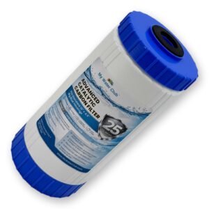 Advanced Catalytic Carbon Water Filter Cartridge Big Blue with Centaur® by Calgon. Reduces chloramine, chlorine and H2S, 25 Micron, 10″ x 4.5″