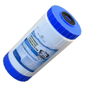 Advanced Catalytic Carbon Water Filter Cartridge Big Blue with Centaur® by Calgon. Reduces chloramine, chlorine and H2S, 25 Micron, 10″ x 4.5″