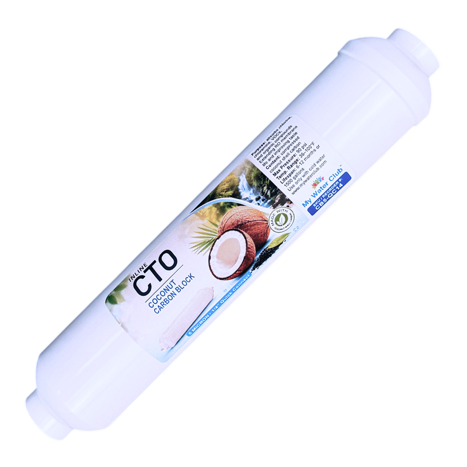 Premium Coconut Carbon Block 5µm — 1/4″ Quick Connect