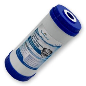 Granular Activated Carbon GAC Water Filter Cartridge Big Blue. Reduces chlorine, taste, odor and VOCs, 25 Micron, 10″ x 4.5″