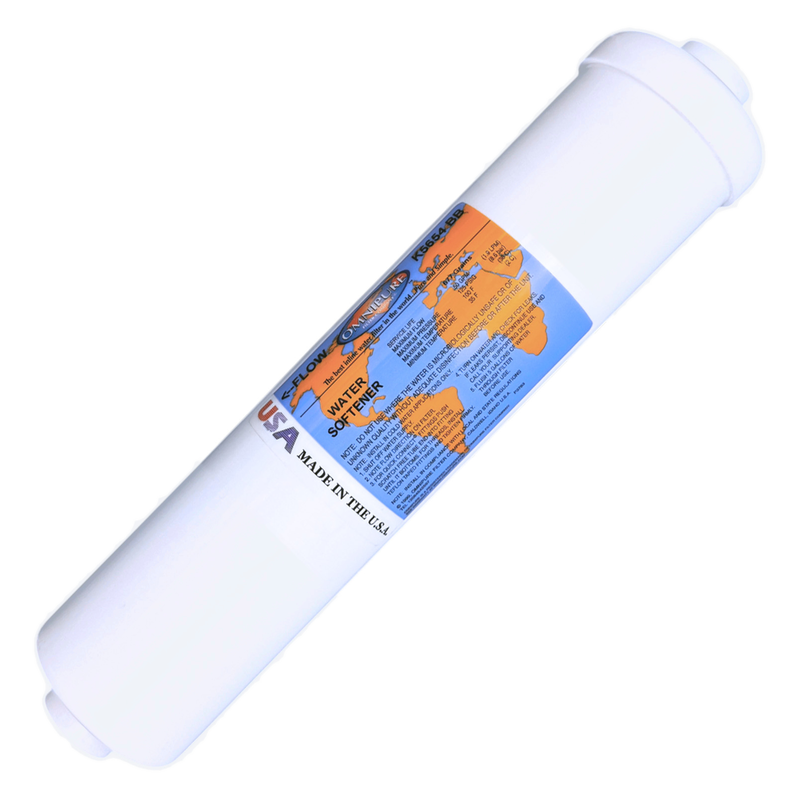 Omnipure K5654-BB Inline Softening Resin Filter — 1/4″ FNPT