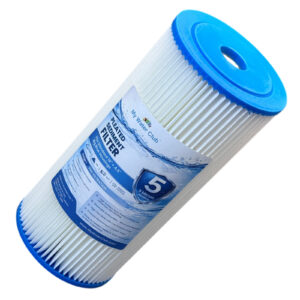 Pleated Sediment Water Filter Cartridge Big Blue, Washable & Reusable. Removes dirt, silt, sand and rust particles, 5 Micron, 10″ x 4.5″