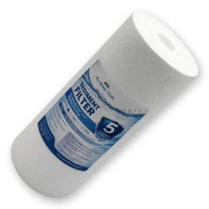 5 Micron High Quality Sediment Filter Cartridge Big Blue. Removes dirt, silt, sand, rust and scale particles, 10″ x 4.5″