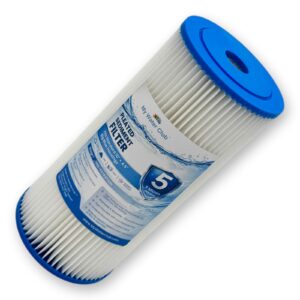 Pleated Sediment Water Filter Cartridge Big Blue, Washable & Reusable. Removes dirt, silt, sand and rust particles, 5 Micron, 10″ x 4.5″