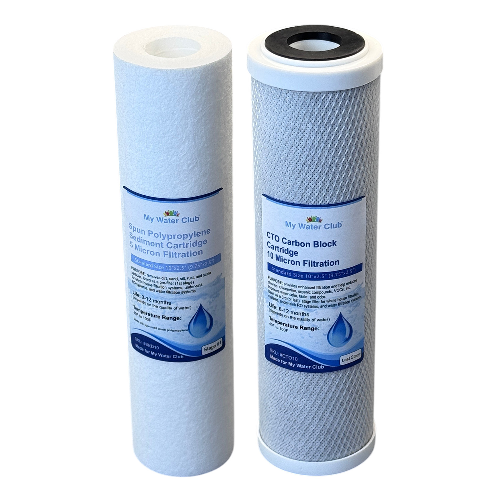 2-Stage Whole House Replacement Filter Set — Sediment + CTO (Standard set,10" × 2.5")