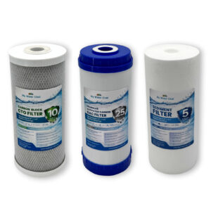 Triple-Stage Whole House Replacement Filter Set Big Blue — Sediment + GAC + Carbon Block CTO, 10″ x 4.5″