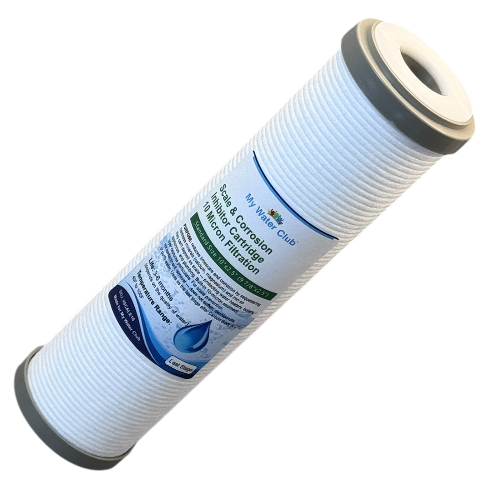 Scale & Corrosion Inhibitor Water Filter Cartridge — Polyphosphate Media, 10″ × 2.5″ (9 7/8"x2.5")