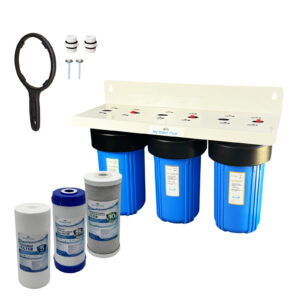 3-Stage Whole House Water Filter System, 1" NPT | Big Blue 10x4.5 with Brass Ports | MyWaterClub