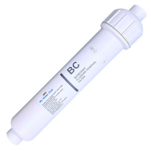 Bone char is one of the few media that meaningfully adsorbs fluoride, which is why it shows up as a dedicated stage rather than as part of a standard carbon cartridge. This 10″ × 2″ inline cartridge adds that stage to a countertop or under-sink RO system without changing anything else about the setup